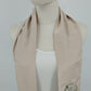 Beige Silk Scarf 10.5"x52" Embroidered Flower Chinese Letters Fringed Edge China