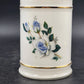 Apothecary Jar Blue Tea Rose in White Frosted Milk Glass with Gold Trim 9" x 4"d
