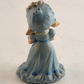 Napco Blue Girl w Doll Figurine Porcelain Bisque 4" Blue Blonde Japan