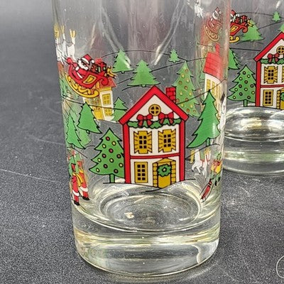 Set Of 4 Hi-Ball Glasses 11oz 5.5" by The Joy Of Christmas Carlton Glass USA NOS
