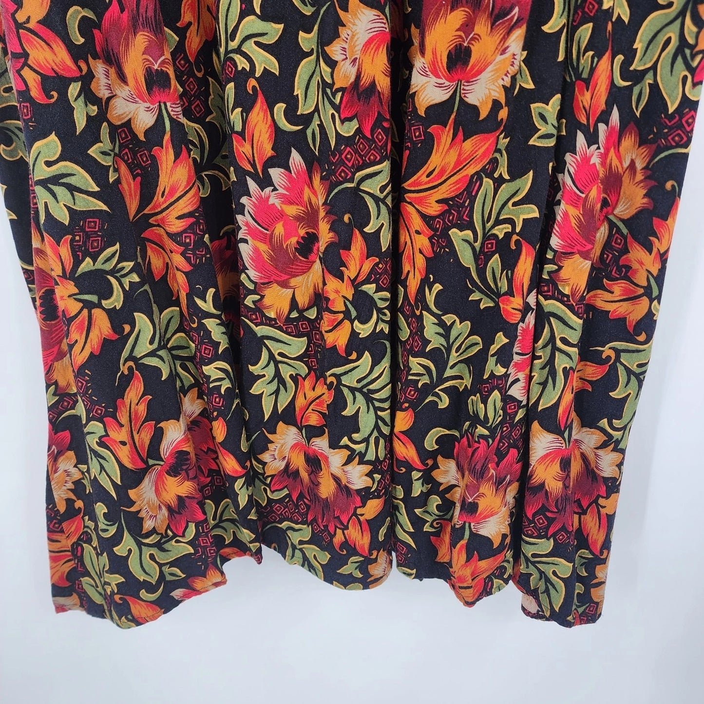 Studio C Floral Top and Skirt Set 24W Black Orange Rayon Outfit