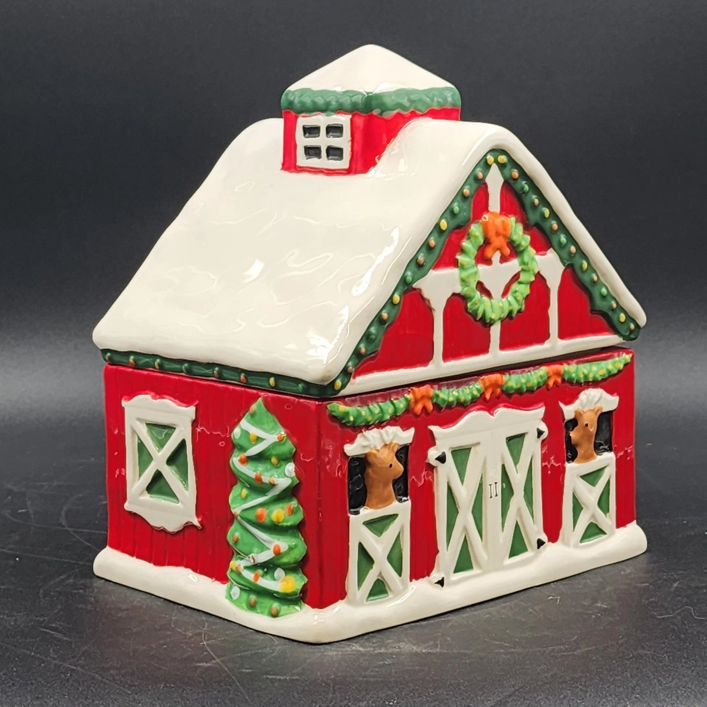 Cheryl's Cookies Cookie Jar Reindeer Stables Certified International Christmas