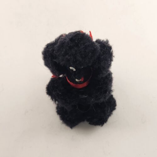 French Poodle Cosmetic Cover Lipstick Nail Polish Holder Black Crochet Vintage