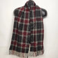 Jos A Bank 100% Cashmere Scarf Burgundy Gray Plaid Check Fringed Oblong 60"x12"