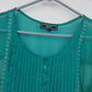 Zacin Women's Green Lace Mesh Tunic Blouse Long Sleeve Lined Top Size Large