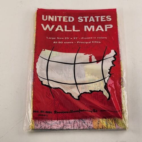 United States Wall Map 5891 USA Vintage 25" x 37" 11 Colors Dennison No 51-891
