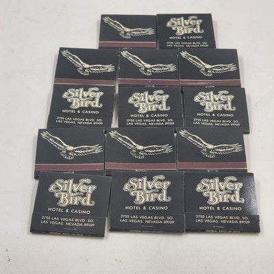 14 Silver Bird Hotel Casino Matchbooks Unstruck Las Vegas Nevada Closed in 1981