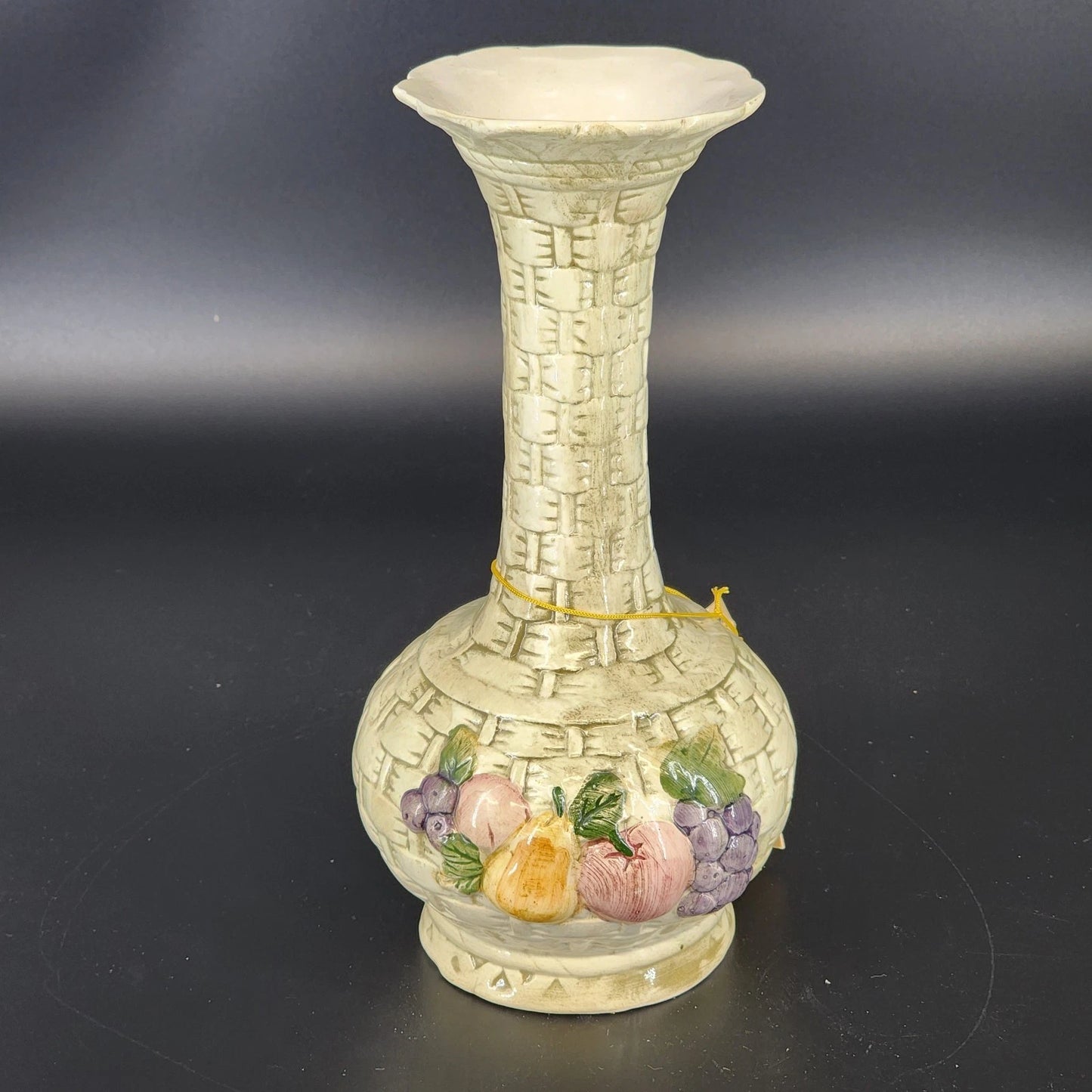 The Leonardo Collection Vase Fruit Basketweave Relief 9.25" Ceramic Fine Arts