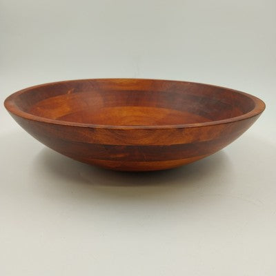 Red Mahogany Wood Varnished Serving Salad Bowl Large 12"x3.75" Vietnam