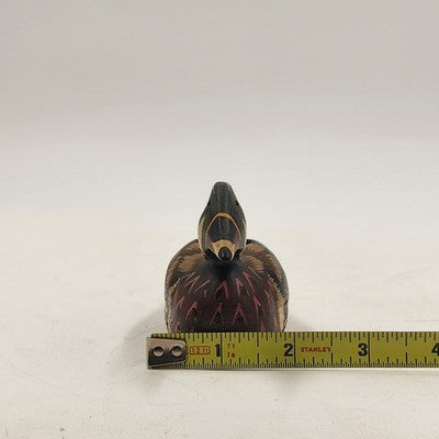 Mallard Duck Decoy Candle Holder Hand Painted Wooden 5.5" Rustic Philippines Vtg