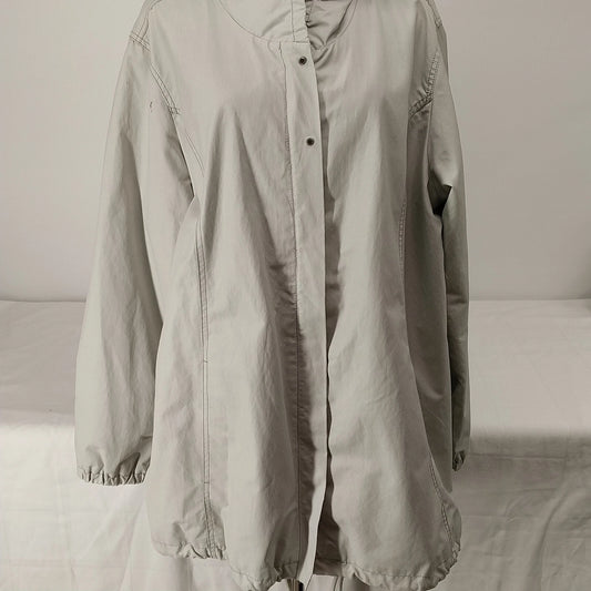 Eddie Bauer Women’s Jacket 2X Beige Hooded Windbreaker Lightweight Lined Vintage