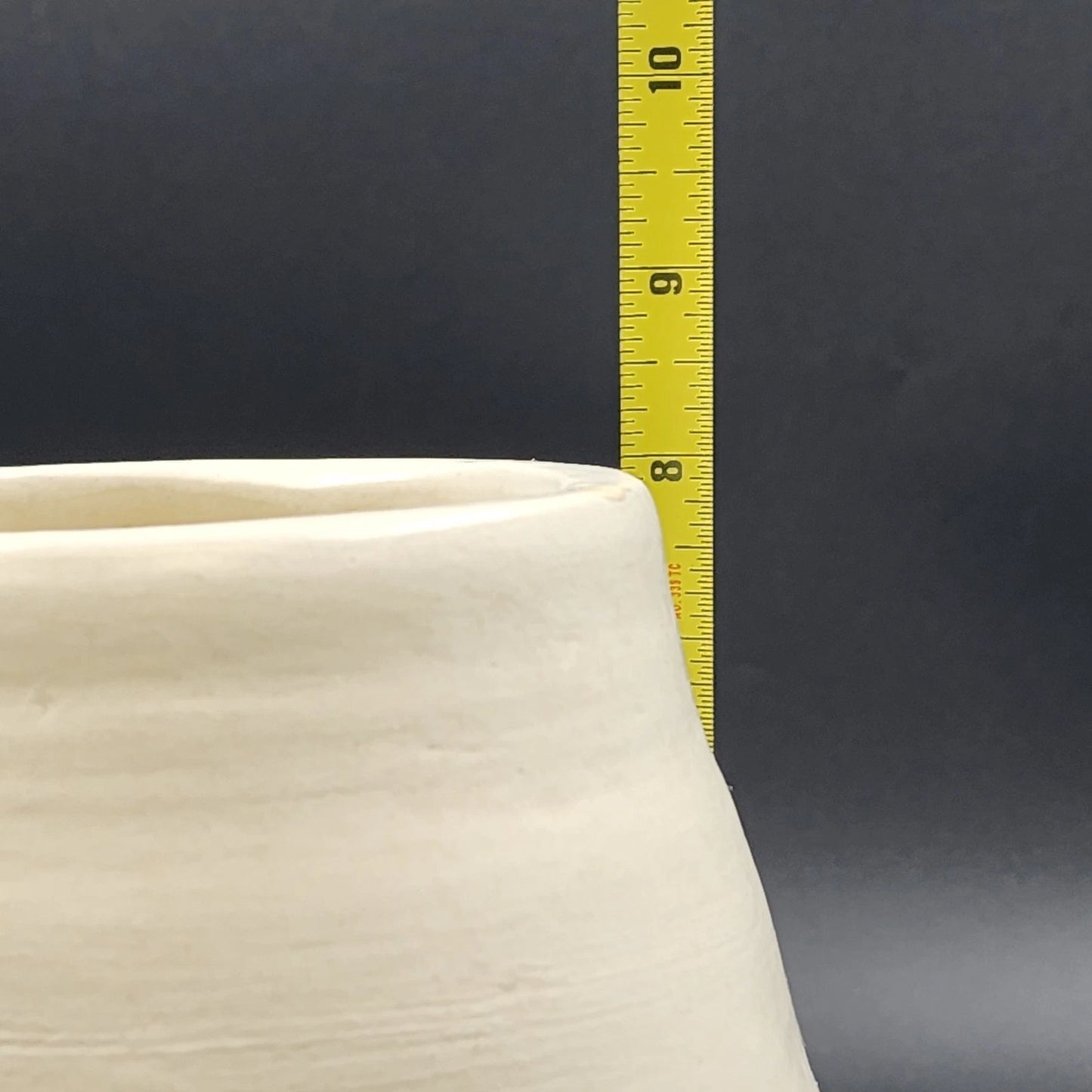 Handmade Pottery Vase White Beige Glazed Ceramic Footed Wide Body Rustic 8" Vtg