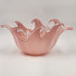 Murano Glass White Crystal Pink Bowl Handmade Italy Italian Blown Glass Oblong