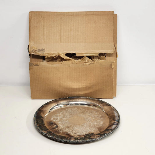 Pierced Gadroon Rim Serving Tray Wm A Rogers Silver Plate 15” Round No 172