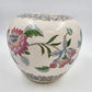 Large Macau Ginger Jar Vase 8"x9.5" Hand Painted Pink Blue Floral White VTG