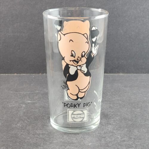 Porky Pig Pepsi Glass Tumbler Collector Series Warner Bros 1973 Looney Tunes Vtg