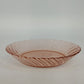Fortecrisa Pink Swirl Ribbed Glass Coupe Soup Bowl 8.5” MCM Tableware Mexico Vtg