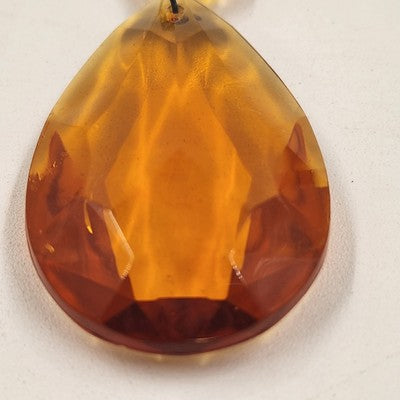 9 Amber Teardrop Faceted Crystal Glass 2" Prisms for Lighting Chandelier Accents