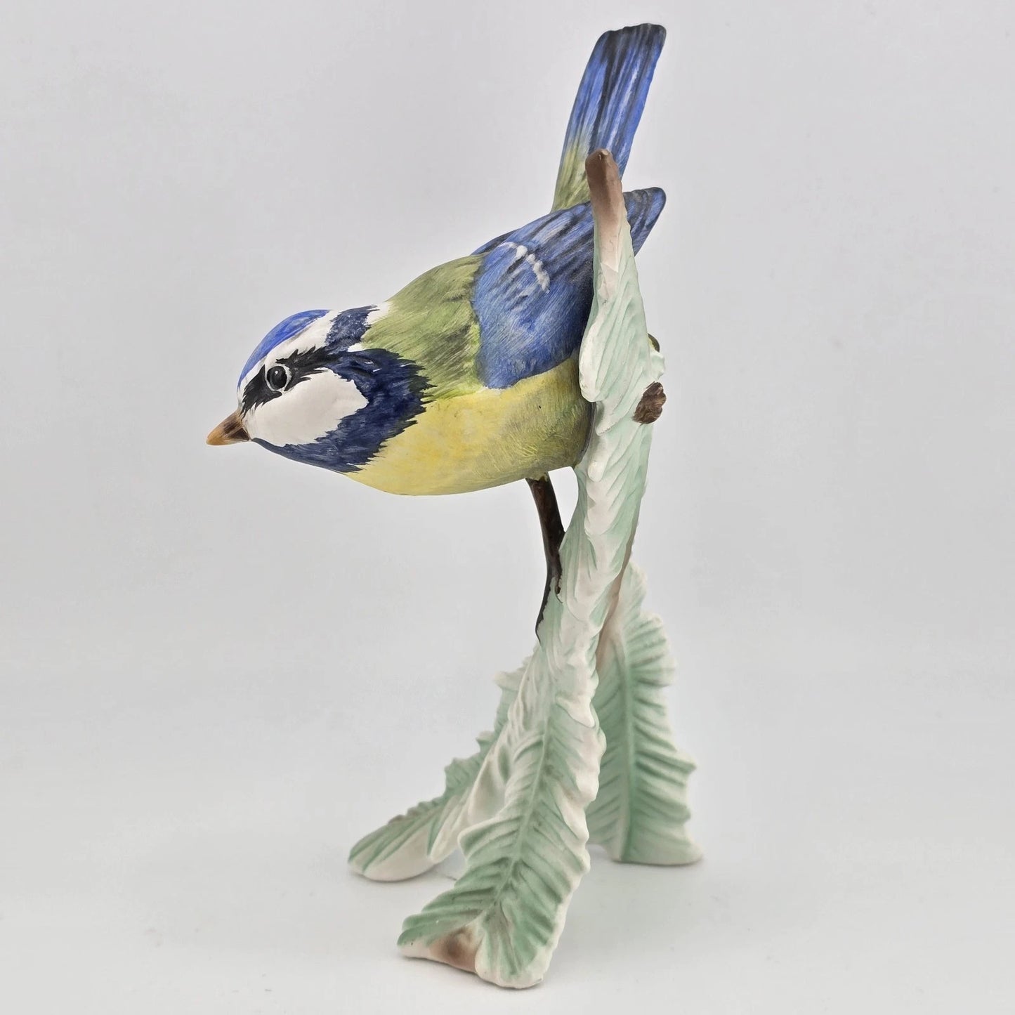 Goebel Blue Titmouse Bird on Branch Figurine 1970s W Germany Porcelain Matte 6"