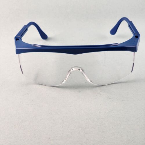 Crews Stratos Safety Glasses Blue Frame Clear Lens ANSI Z87
