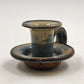 Doug Sassi Signed Pottery Candle Holder Vintage Blue Brown Handcrafted 4" x 2.5"