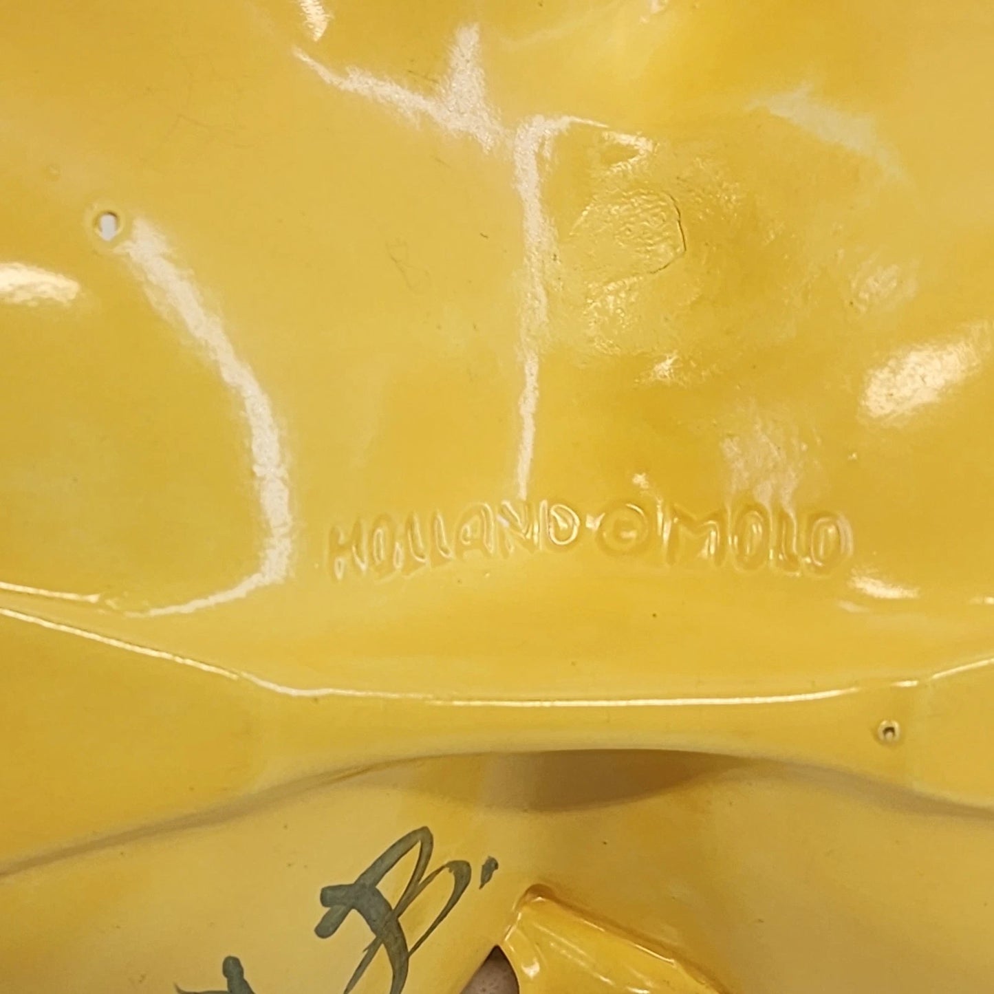 Holland Mold Ceramic Divided Hibiscus Dish Yellow Flowers Green Leaf 10" 1962