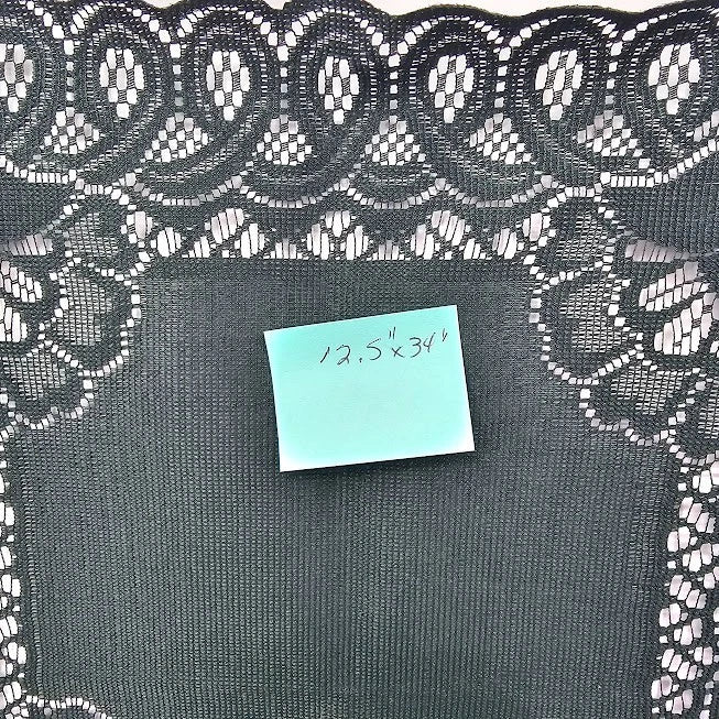 Green Table Runner Cut Lace 34" Table Cover Vintage Forest Linen Vintage