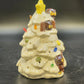 Ceramic Christmas Tree Owl Figurine Iridescent Glaze Light Holes Star on Top 5"