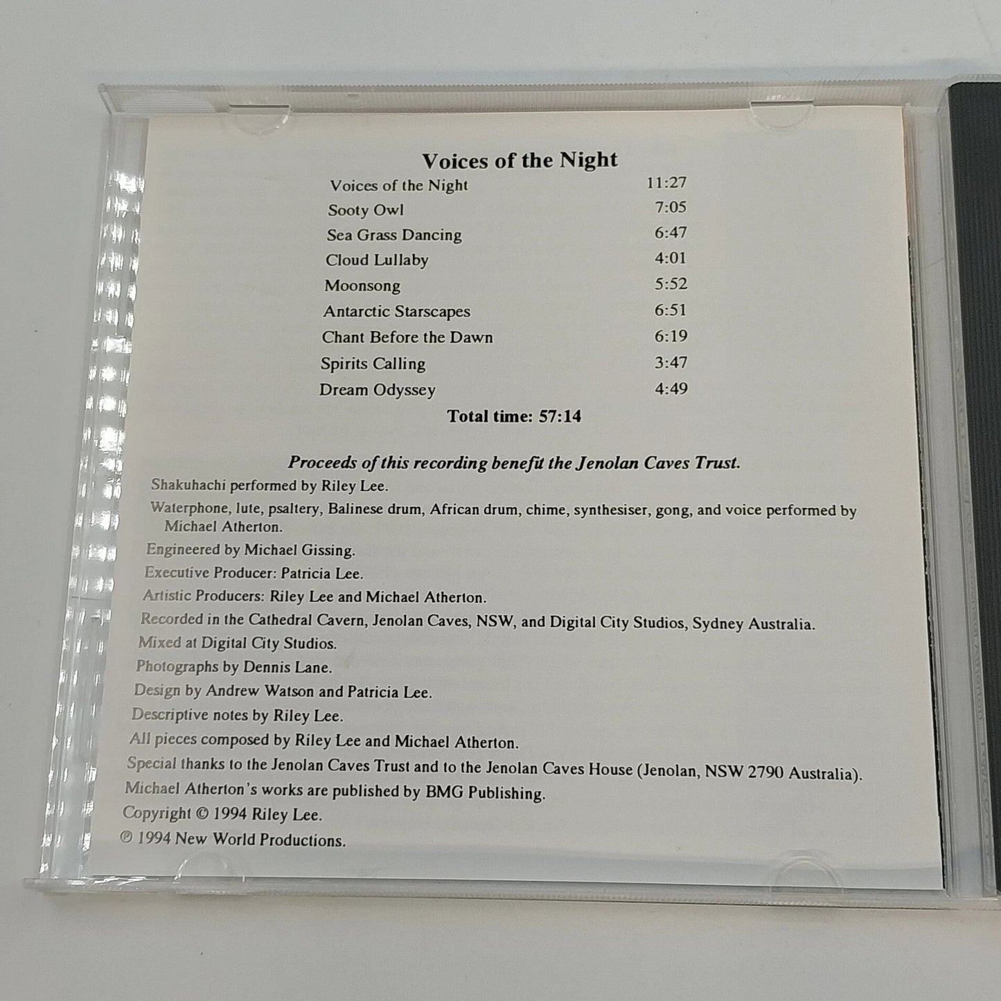Riley Lee Voices of the Night CD 1994 Shakuhachi Michael Atherton Australia