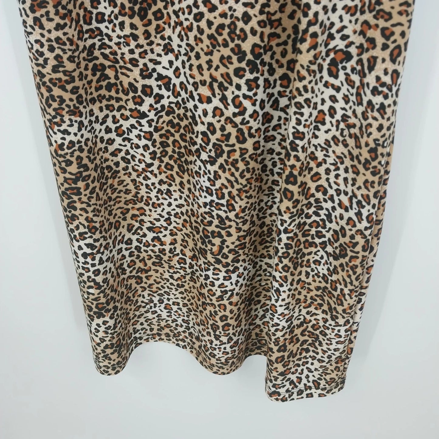 Christine Women's Leopard Faux Wrap Stretch Midi Dress Brown Black XL