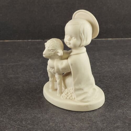 Goebel HJ19 Angel with Lamb White Bisque Figurine West Germany Vintage 3.75"