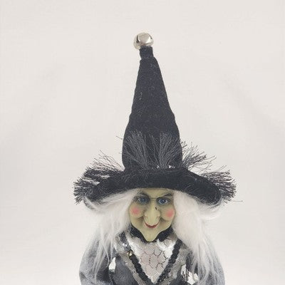 Spooky Witch Tree Topper Figurine Crystal Ball Halloween 17"x6" Table Top Decor