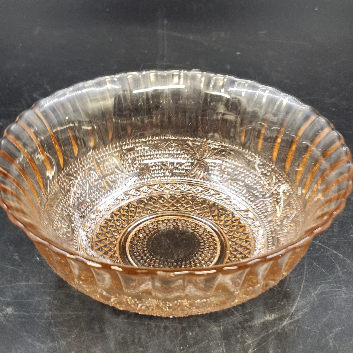 Indiana Glass Tiara Sandwich Pink Pressed Glass Bowl 7" Fluted Scalloped Vintage