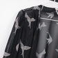 Black Rainn Sheer Kimono Cardigan Women's XL Bird Print Open Front Black White