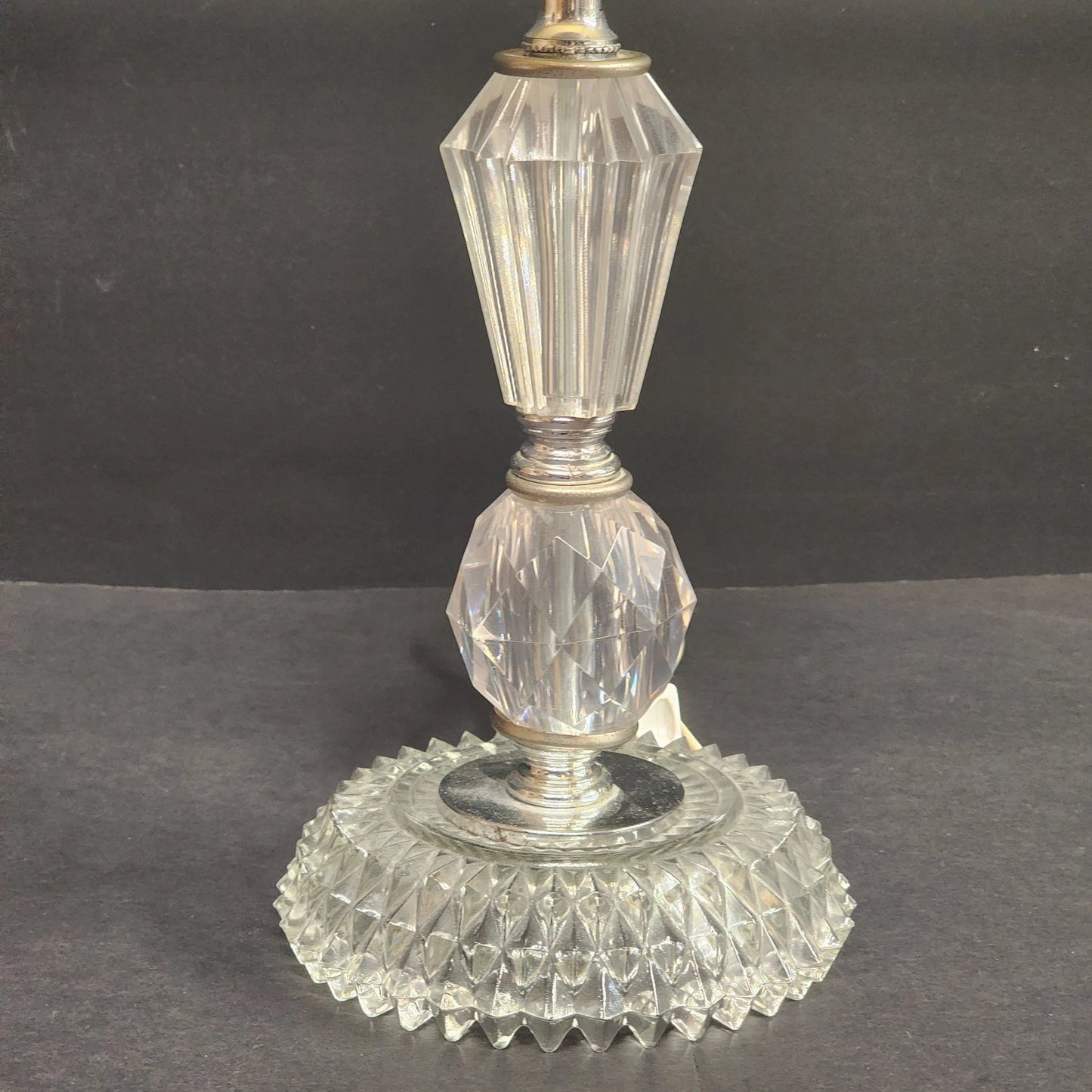 Clear Crystal Glass Table Lamp 12" Acrylic Boudoir Light White Ruffled Shade