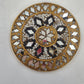 Gold Tone Round Pocket Mirror 2.75" Beaded Ornate Geometric Mosaic Star Design