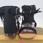Bella Marie Tevo 2 Gladiator Sandals Womens 8 Black Fringe Studded