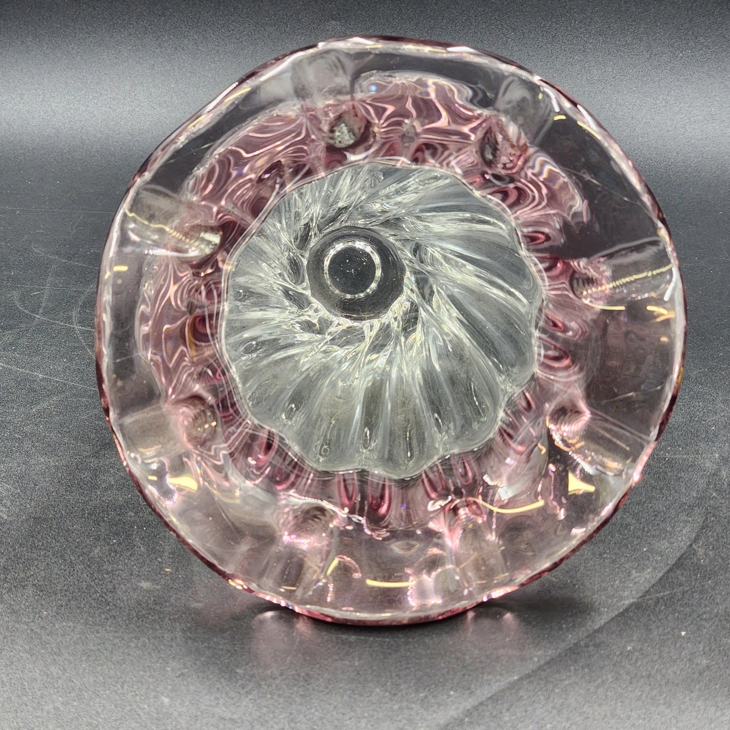 Shannon Crystal Designs of Ireland Hand Blown Glass Amethyst Vase Scalloped 9.5"