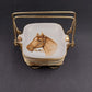 Set of 4 Art Line Ashtrays Horse Heads Gold Rimmed Ornamental Wire Holder Japan