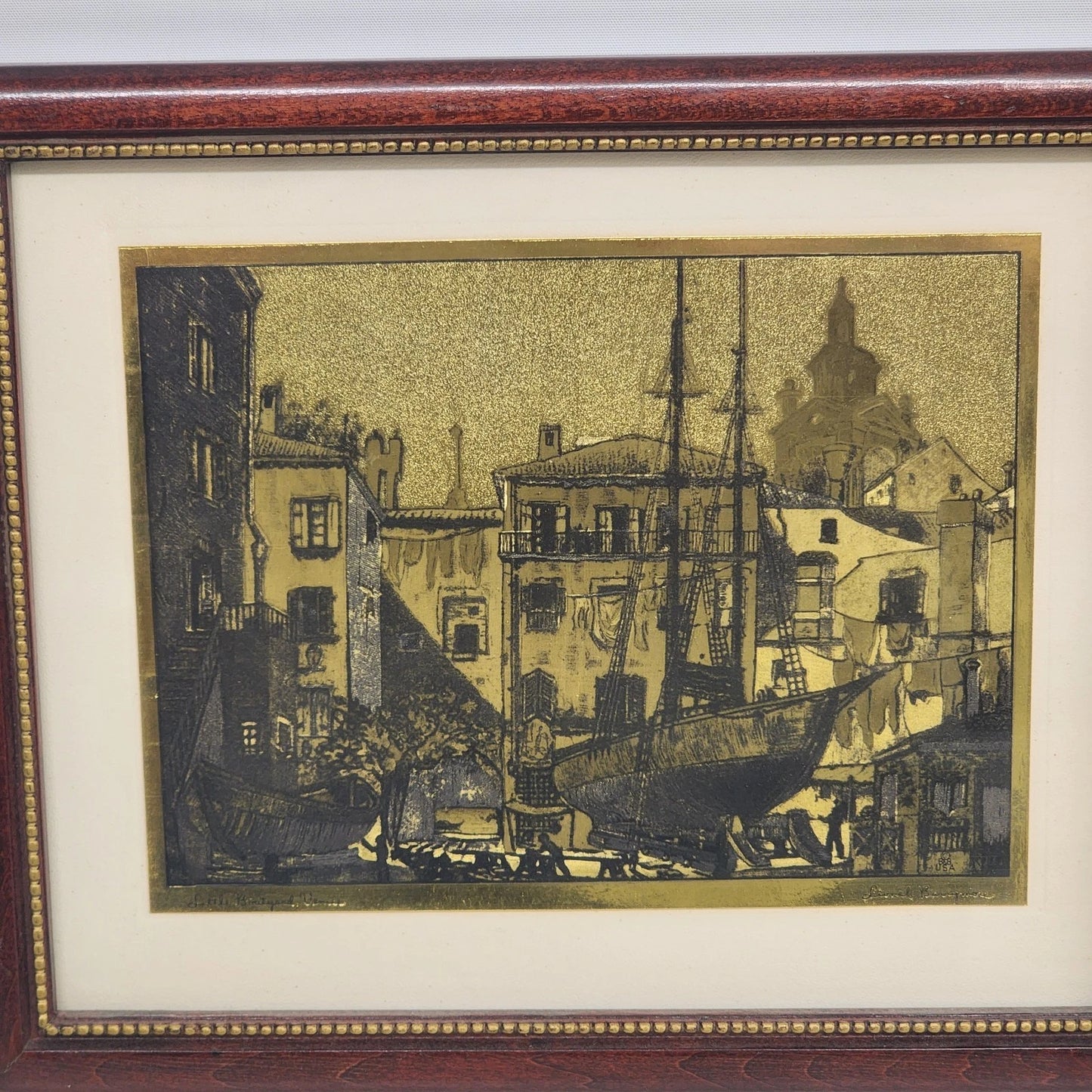 Lionel Barrymore Talio Chrome Framed Venice Prints Set of 4 Signed