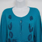 Vertical Designs Blue Sweater Cardigan Button Long Sleeve Beaded Floral Large