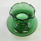 Squat Vase Transparent Emerald Green Art Glass 3.5" Ruffled Crimped Wide Rim Vtg