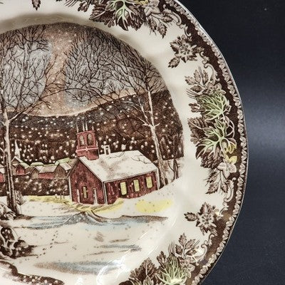 Johnson Brother Dinner Plate 9.75" School House Friendly Village Country Scene