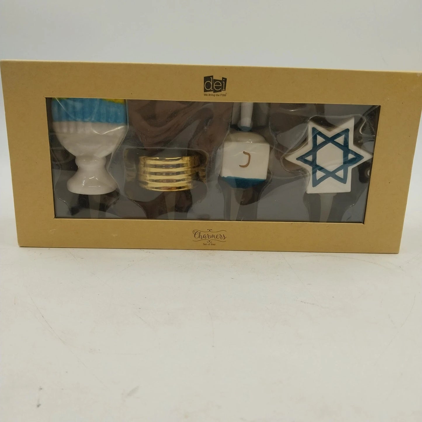 NEW DEI Hanukkah Charmers Set of 4 Mini Hand Painted Ceramic Silicone Tip Marker