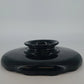 LE Smith Mt Pleasant Black Glass Footed Serving Bowl Scalloped Rim 9.25" Vintage