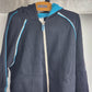 Liz & Co Petite Medium Tracksuit Jacket & Pants Black Cotton Blue White Piping