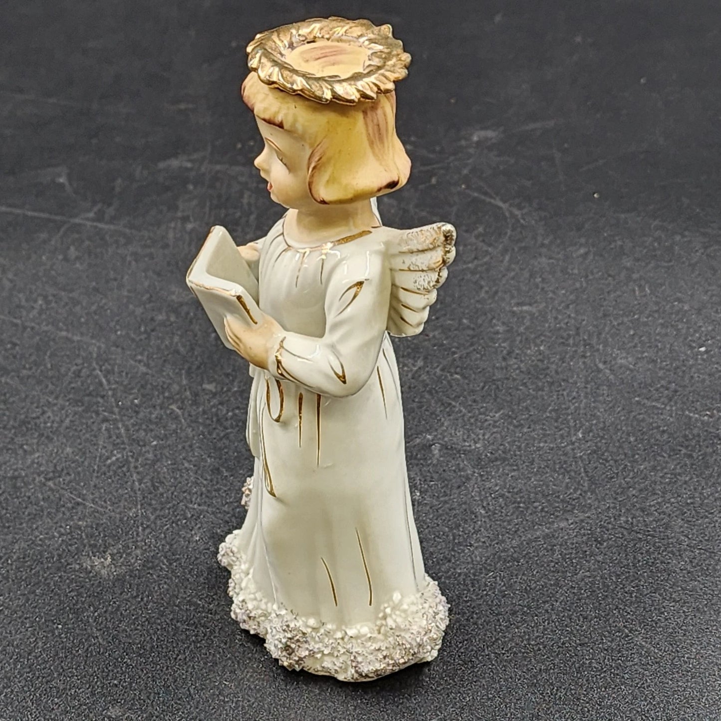 Lefton Choir Angel Singing Reading Book Figurine Porcelain Japan 6.25" Tall Vtg