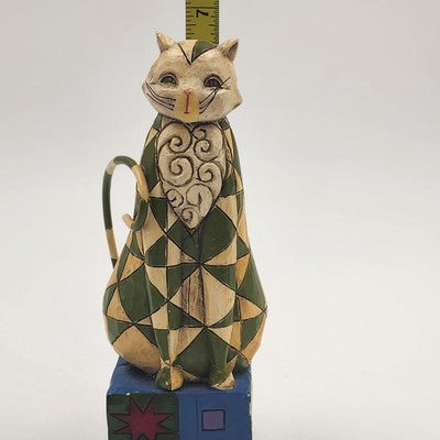 Jim Shore Heartwood Creek Felicity Cat Figurine Patchwork Quilt 6.5" China