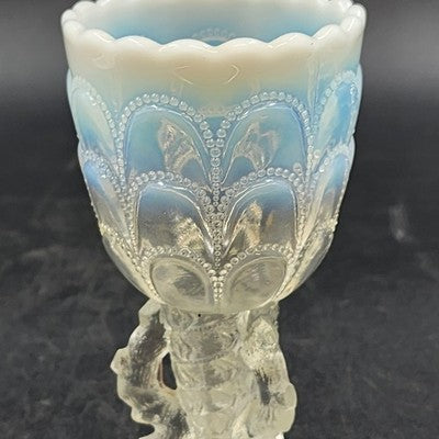 Beads & Bark Novelty Vase by Northwood White Opalescent Goblet 1903 Antique