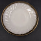 5 Saucers Anchor Hocking Fire-King White Swirl Milk Glass Gold Trim Vintage